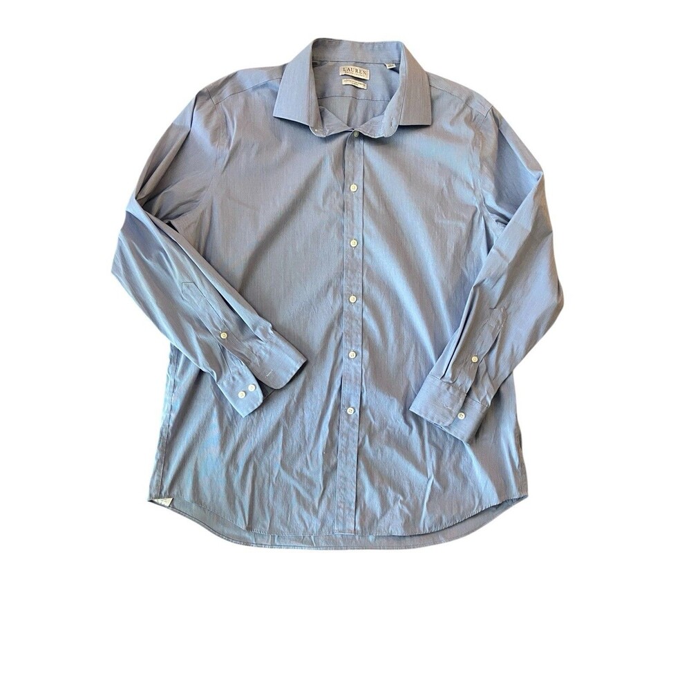 Men’s Shirt LAUREN RALPH LAUREN Blue Dress Stretch Ultraflex XL Silver Label